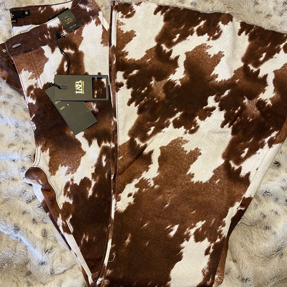 L&B cow print flares
